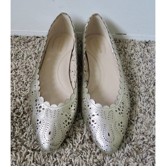 Cole Haan Callie Scalloped Ballet Flats - Gold - 8.5 - Picture 1 of 5